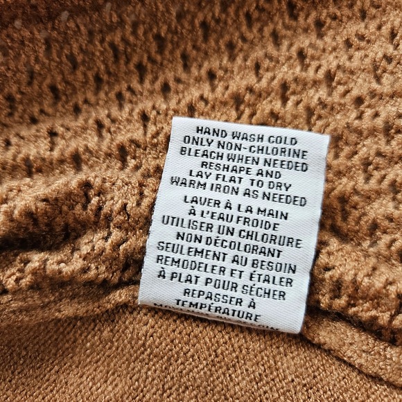 Magaschoni Open Front Cardigan Camel Brown Tan Cabin Mixed Knit Sweater Women M - Picture 9 of 11